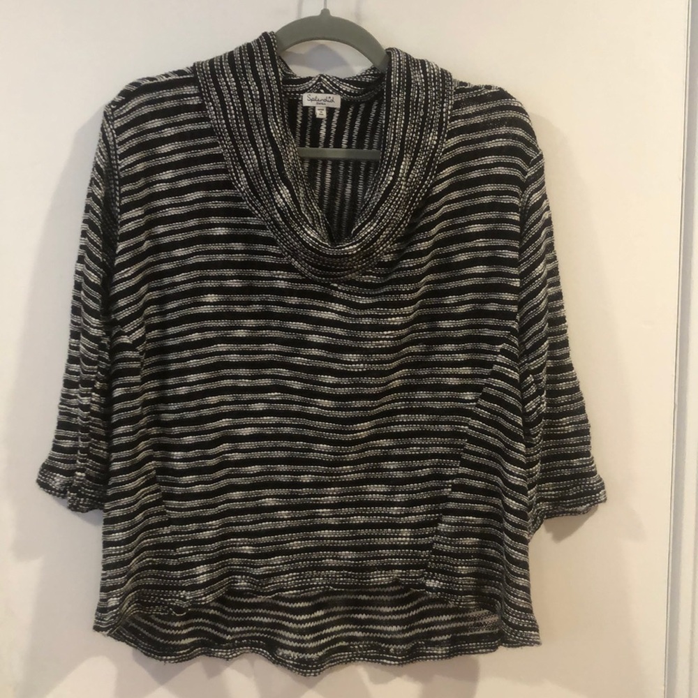 Splendid black and white cowl sweater